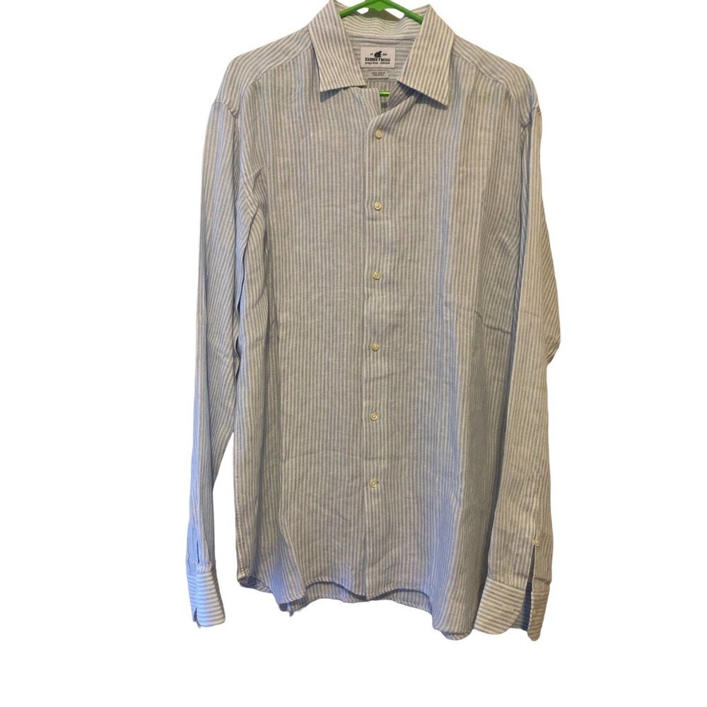 Herbie Frogg Jermyn St London Blue and White Striped Men’s Shirt - Size …17/43